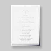 Elegant Script Boy Eerste Communie Zilver Folie Uitnodiging