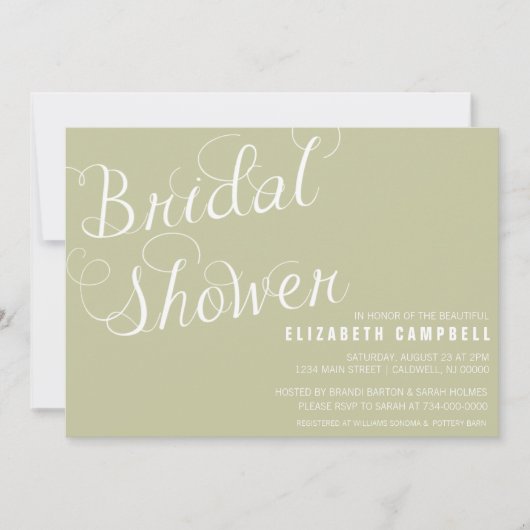 Elegant Script Bridal Shower-uitnodigingen Kaart (Voorkant)