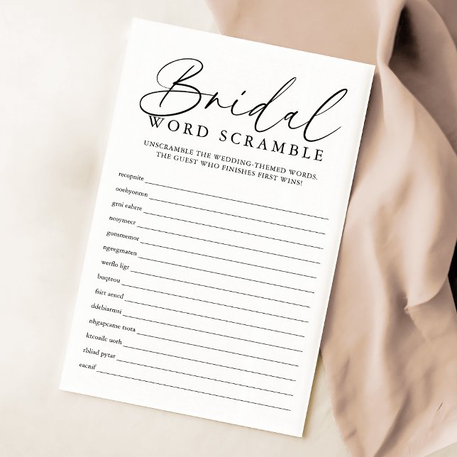 Elegant Script Bridal Word Scramble spel (Creator heeft geüpload)