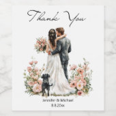 elegant script bride and groom wedding thank you wijn etiket (Enkel label)