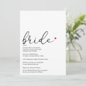 Elegant Script Bride Definition Vrijgezellenfeest Kaart (Staand voorkant)