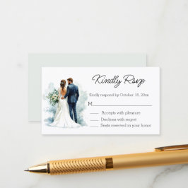 elegant script bride & groom rsvp wedding informatiekaartje
