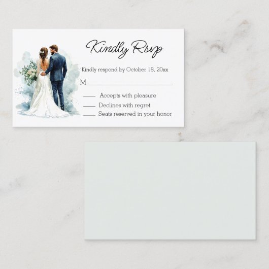 elegant script bride & groom rsvp wedding informatiekaartje (Voorkant / Achterkant)