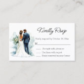 elegant script bride & groom rsvp wedding informatiekaartje (Voorkant)