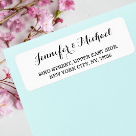 Elegant Script Bride Groom Weddings Return Address Etiket