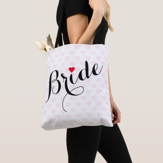 Elegant Script Bride Vrijgezellenfeest Wedding Par Tote Bag (Dichtbij)