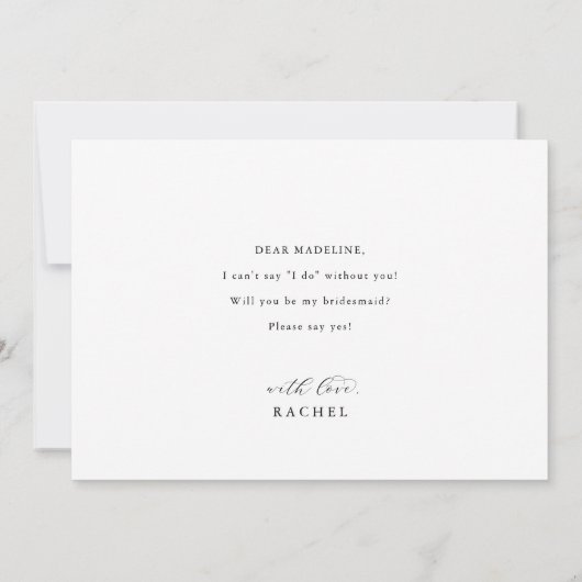 Elegant Script Bridesmaid proposal Kaart (Achterkant)