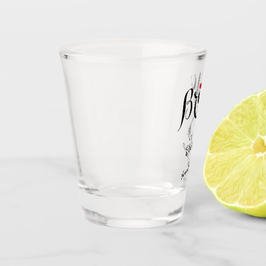 Elegant Script bruid Bachelorette bruiloft Shot Glas (Links)