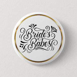 Elegant Script Bruidsmeisjes Gouden Frame Ronde Button 5,7 Cm