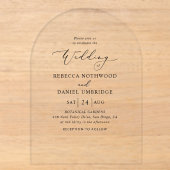 Elegant Script Bruiloft Acryl Uitnodigingen (Voorkant)
