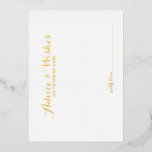 Elegant Script bruiloft advies en wensen goud Folie Uitnodiging<br><div class="desc">Voeg een persoonlijk tintje toe aan uw bruiloft met een elegant huwelijksadvies en wenskaart. Deze advieskaart heeft een titel in gouden folie moderne, elegante kalligrafie lettertype stijl en details in gouden folie sans serif lettertype stijl op witte achtergrond. Perfect voor bruiloft, baby shower, verjaardagsfeestje, vrijgezellenfeest, vrijgezellenfeest en alle speciale gelegenheden....</div>
