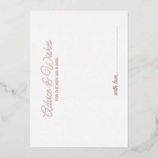 Elegant Script bruiloft advies en wensen Roos Gold Folie Uitnodiging (Voorkant)