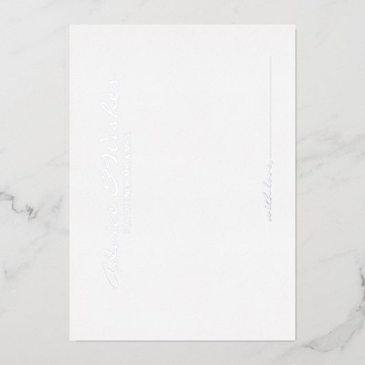 Elegant Script Bruiloft Advies en Wensen Zilver Folie Uitnodiging (Voorkant)