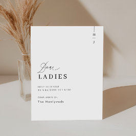 Elegant Script Bruiloft Badkamer Mand Reclamebord Met Voetstuk