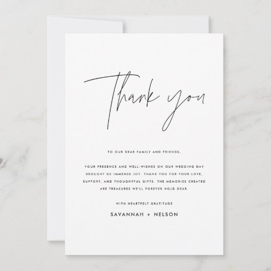 Elegant script bruiloft bedankkaart met foto (Achterkant)