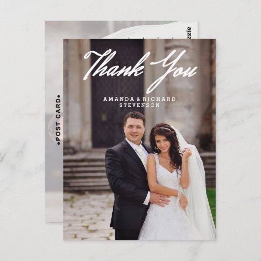 ELEGANT SCRIPT BRUILOFT BEDANKT BRIEFKAART (Voorkant / Achterkant)