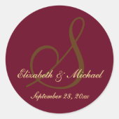 Elegant Script Bruiloft bruid bruidegom Save the D Ronde Sticker (Voorkant)