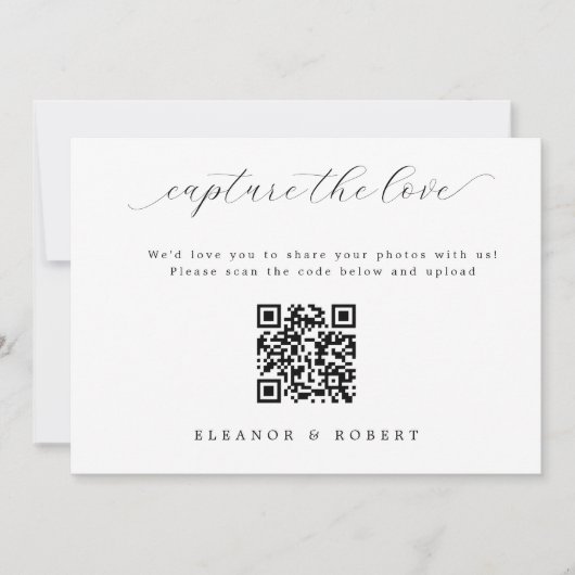 Elegant Script Bruiloft Capture the Love QR Code (Voorkant)
