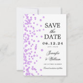 Elegant script bruiloft Confetti Paarse Save The Date (Voorkant)