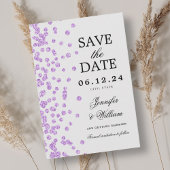 Elegant script bruiloft Confetti Paarse Save The Date