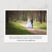 Elegant script bruiloft dank u 2 foto briefkaart (Achterkant)