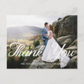 Elegant script bruiloft dank u 2 foto briefkaart (Voorkant)