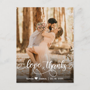 Elegant script bruiloft Dank u foto Briefkaart