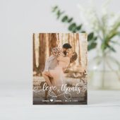 Elegant script bruiloft Dank u foto Briefkaart (Staand voorkant)