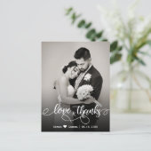 Elegant script bruiloft Dank u foto Briefkaart (Staand voorkant)
