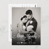 Elegant script bruiloft Dank u foto Briefkaart (Voorkant / Achterkant)