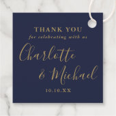 Elegant Script bruiloft dank u marine blauw goud Bedankjes Labels (Achterkant)