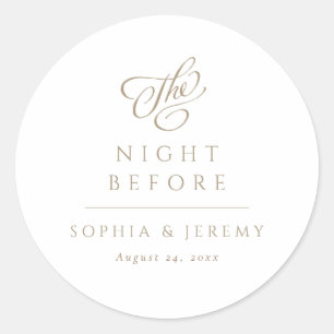 Elegant script bruiloft de avond ervoor ronde sticker