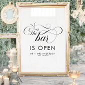 Elegant Script Bruiloft De Bar is Open Dranken  Poster