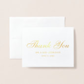 Elegant Script bruiloft foto dank u opmerking goud Folie Kaarten (Voorkant met envelop)