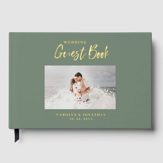 Elegant script bruiloft foto salie gastenboek (Voorkant)