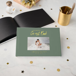 Elegant script bruiloft foto salie gastenboek