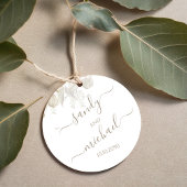 Elegant script bruiloft gunst salie groen bedankjes labels