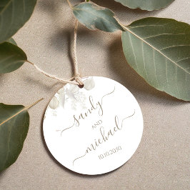 Elegant script bruiloft gunst salie groen bedankjes labels