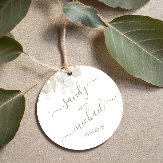 Elegant script bruiloft gunst salie groen bedankjes labels