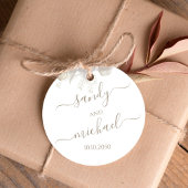 Elegant script bruiloft gunst salie groen bedankjes labels