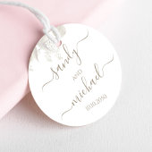 Elegant script bruiloft gunst salie groen bedankjes labels