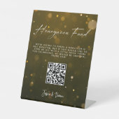 Elegant Script Bruiloft Huwelijksreis Fonds QR Cod Reclamebord Met Voetstuk (Voorkant)