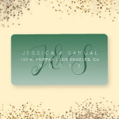 Elegant Script Bruiloft Ombre Groen Retouradres Etiket