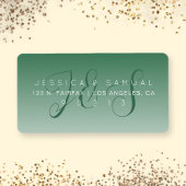 Elegant Script Bruiloft Ombre Groen Retouradres Etiket