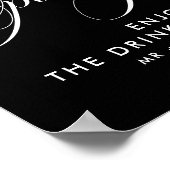 Elegant Script Bruiloft Open Bar Drink Menu Zwart Poster (Hoek)