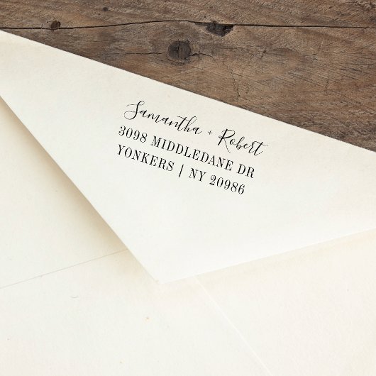 Elegant script bruiloft paar terug adres  zelfinktende stempel
