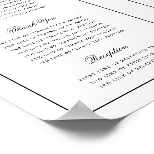 Elegant script bruiloft programma buiten downloade poster (Hoek)