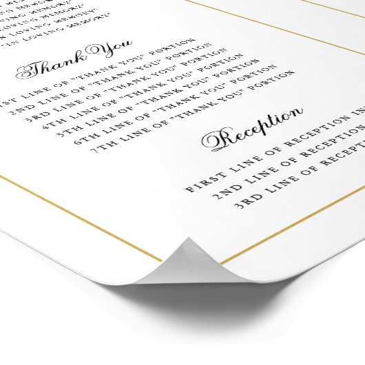 Elegant script bruiloft programma buiten downloade poster (Hoek)