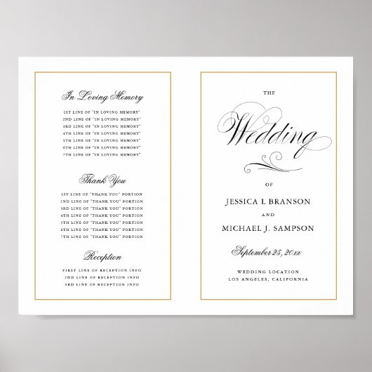 Elegant script bruiloft programma buiten downloade poster (Voorkant)