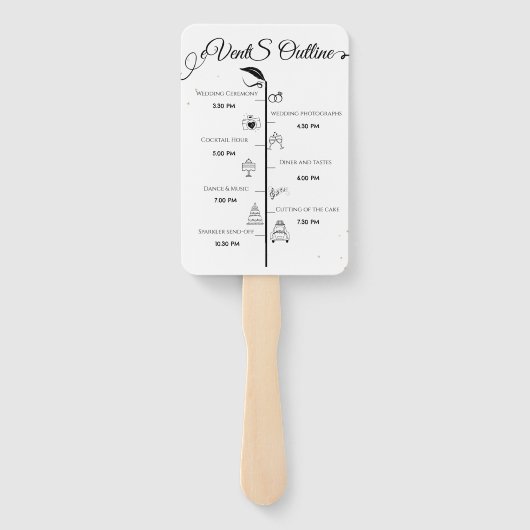 Elegant Script bruiloft programma en tijdlijn Handwaaier (Achterkant)